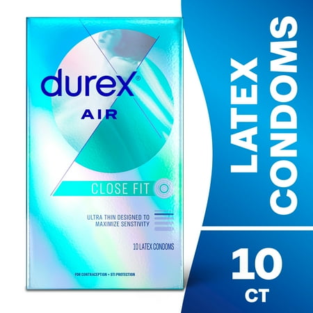 Durex Air Condoms Extra Thin, Transparent Natural Rubber Latex Condoms for Men, 10 Count **Exp 2027/07/12** **Damaged Box**