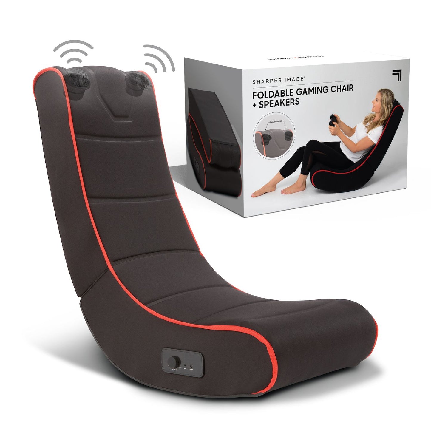 Sharper Image Foldable Gaming Chair with Onboard Speakers *Open Box*