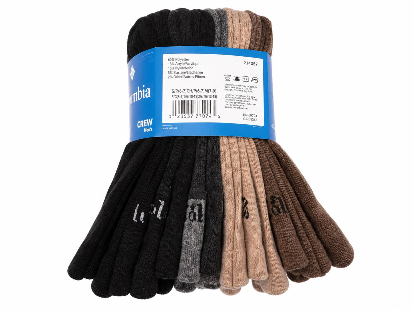 Columbia mens wool blend socks 4 pair shoe 6-12