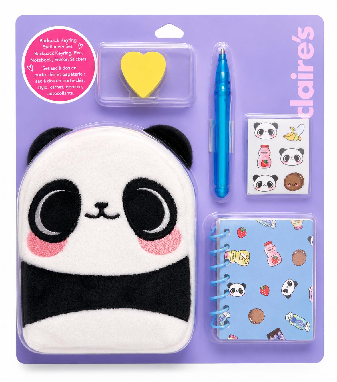 Claire’s 5 Piece Panda Backpack/Keyring pencil pouch