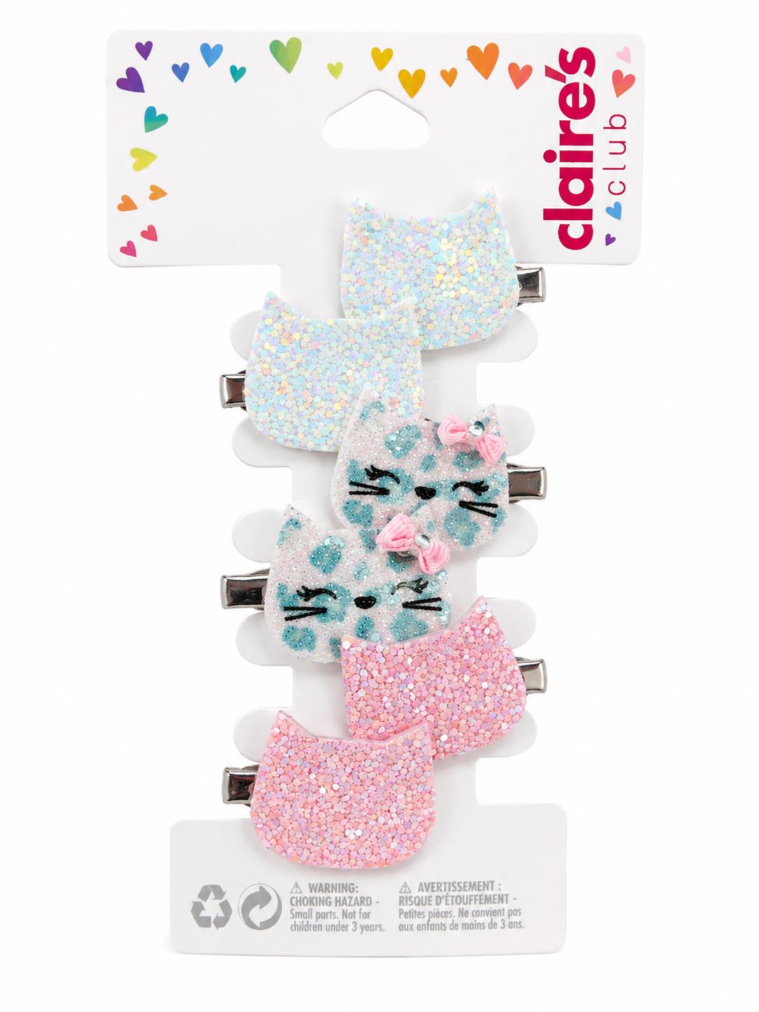 Claire's Club Glitter Cat Hair Clips Set