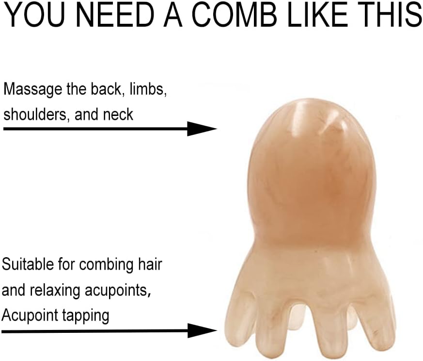 OTRIEK 2 Pcs Octopus Head Massager Comb, Point Massage Comb, Back Neck and Back Manual Deep Tools, Handheld Palm Full Body 8-Legged Acupressure Gentle Self Pressure Point Tool