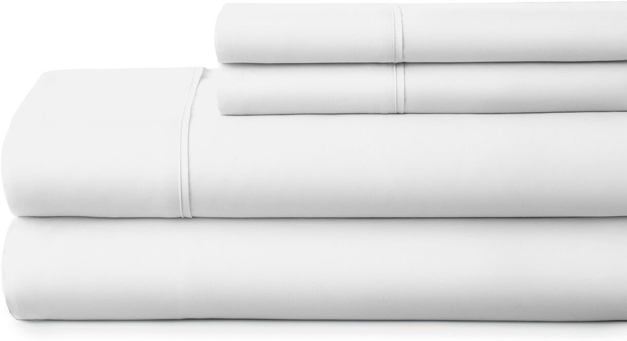 IENJOY HOME Bed Sheet Set, Ultra Soft 4 Piece, White, Twin XL