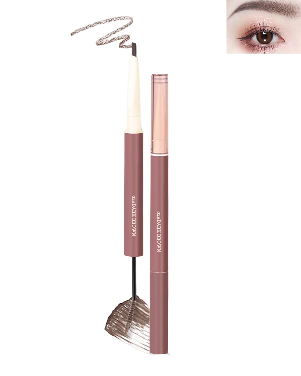 Tinted Eyebrow Gel Brow Pencil-2 in 1 Ultra-Fine Brow Pencil & Tinted Brow Setting Glue, Longlasting Waterproof Smudge-proof,Fill Define and Brow Fast Sculpt,Brow Color Makeup for Women-02 light Brown