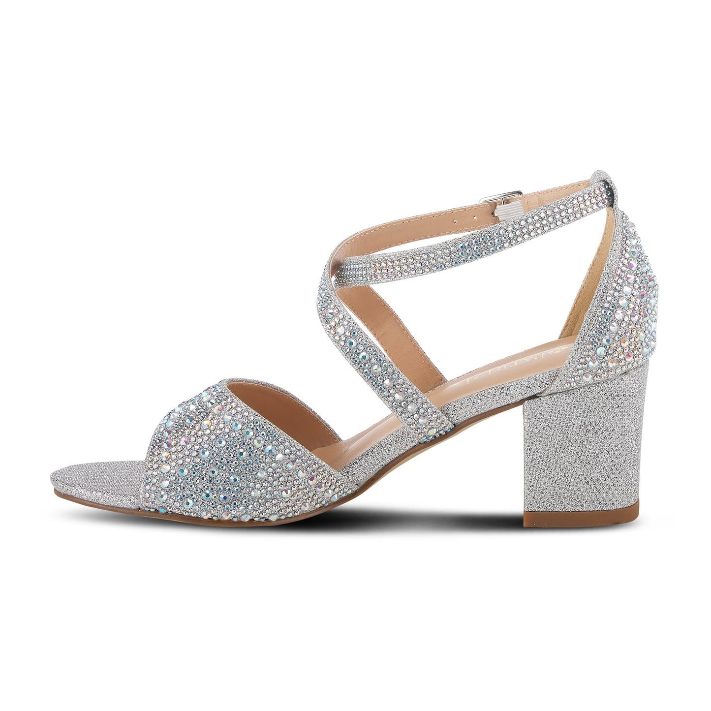 Women's 8.5 Patrizia Delamore Dress Sandals Silver Faux Crystals