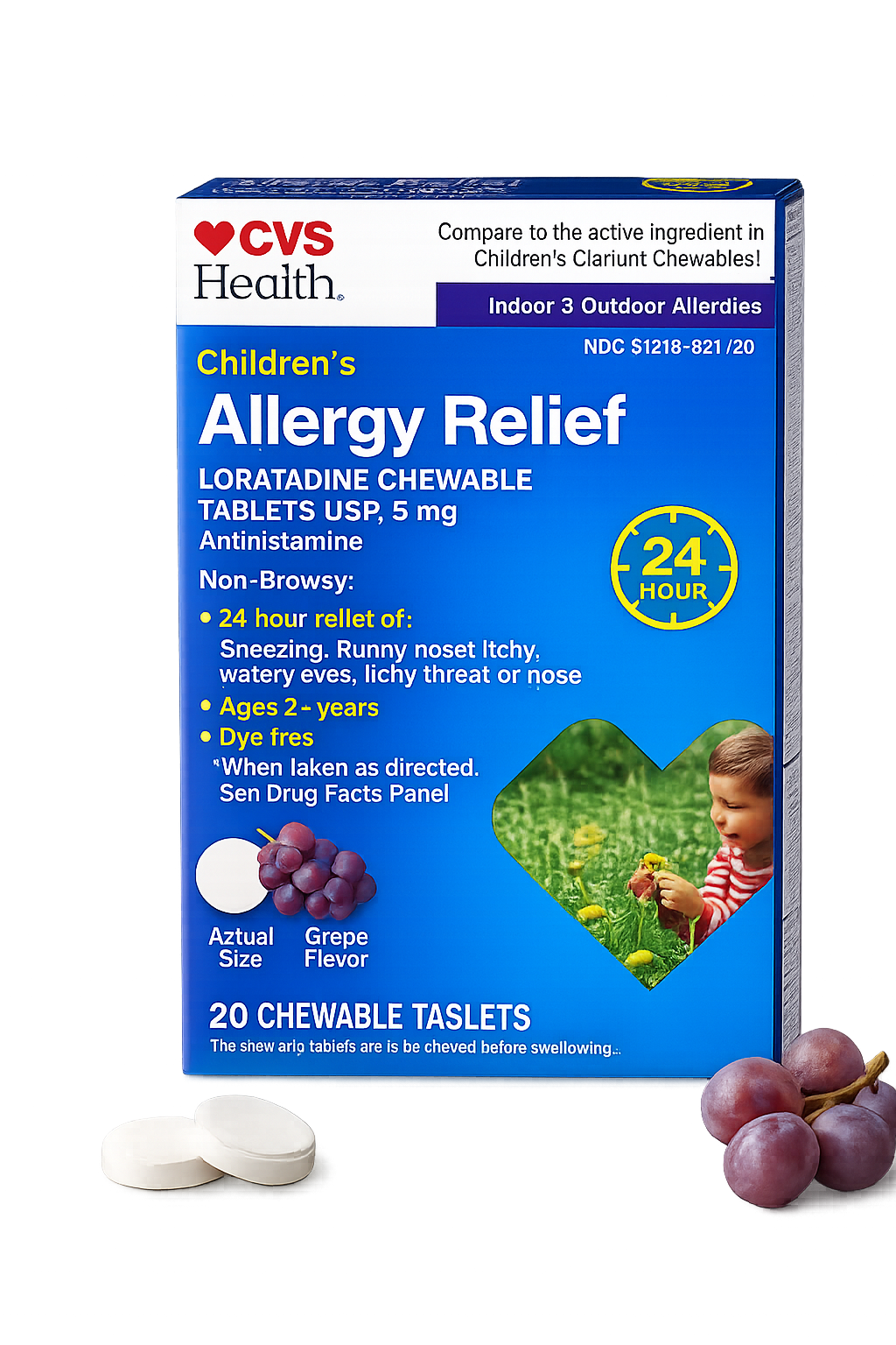 Children's Allergy Relief Non-Drowsy 5mg Chewable Tablets USP, 20 ct (exp. 09/2026)