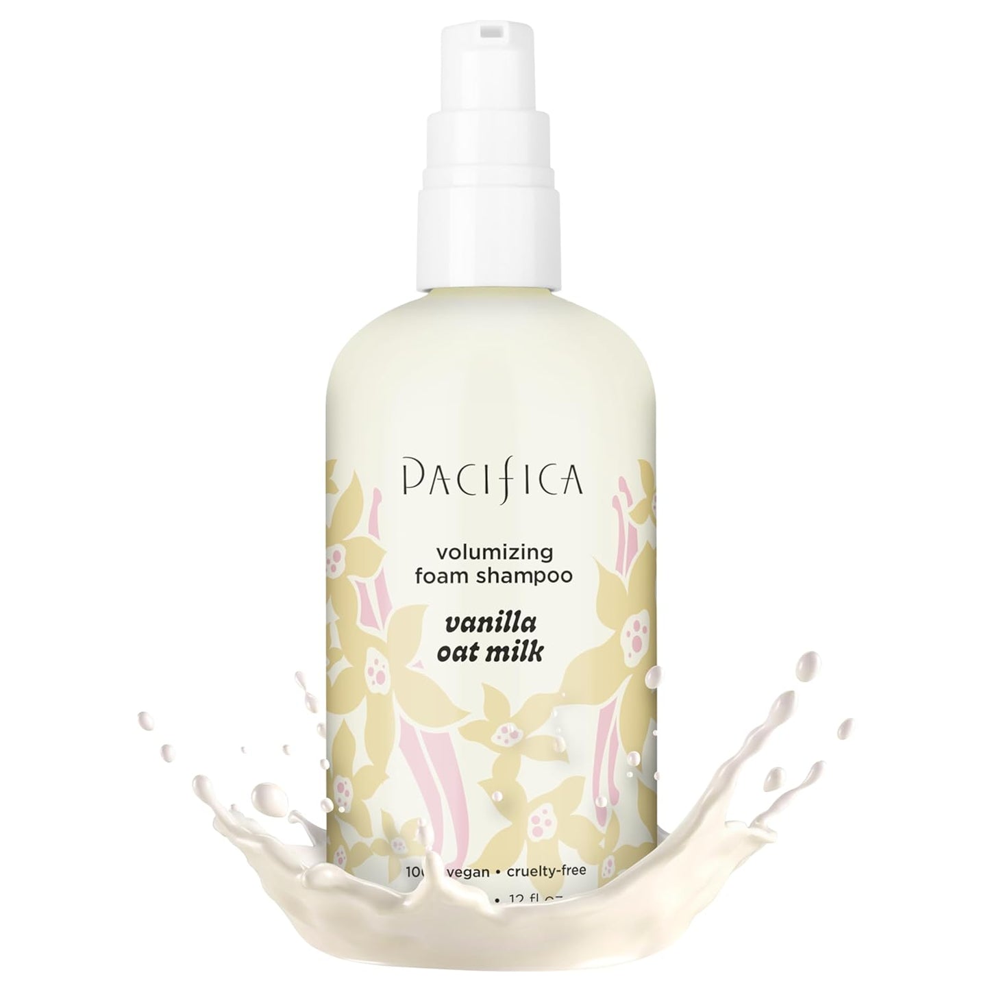 Pacifica Vanilla Oat Milk Volumizing Foam Shampoo Weightless Foaming Shampoo for Fine or Flat Hair, Adds Volume & Body, Hydrating Oat Milk, Sulfate-Free, Vegan