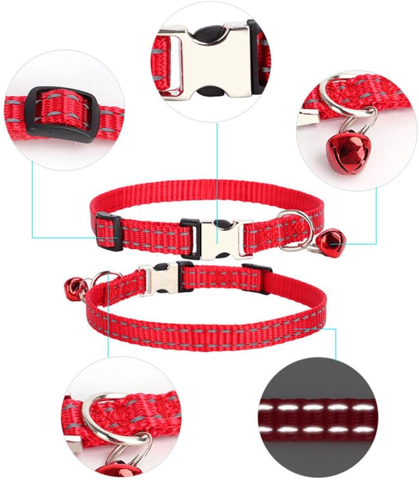 Green Extra Small Dog Collar with Bell Cat Collar with Bells Reflective Kitten Pet Puppy Collars Girl Female Boy Nylon Metal Buckle Puppia XSmall X-Small Extra Small Dog Collar XS