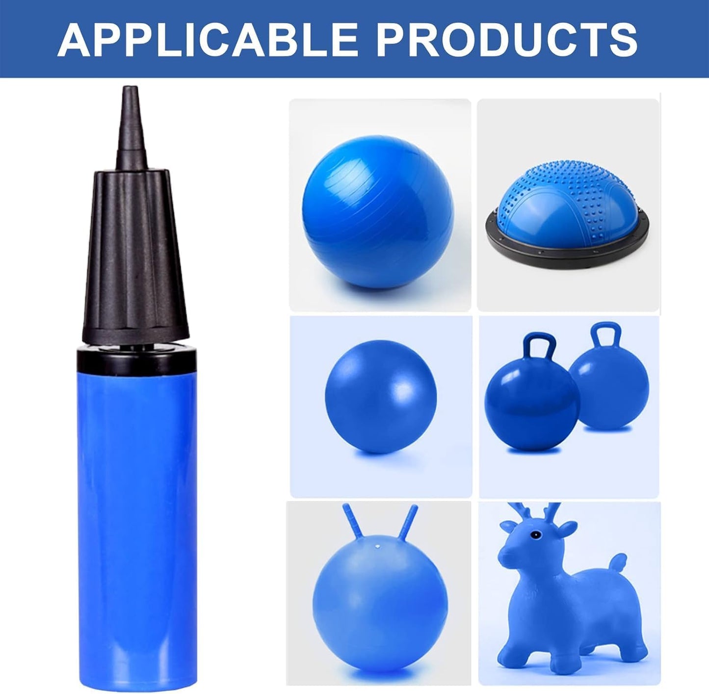Exercise Ball Pump, Hand Air Pump for Stability Workout Yoga Ball, with 10 Plugs for Valve & 2 Plug Remover for Easy Deflation
