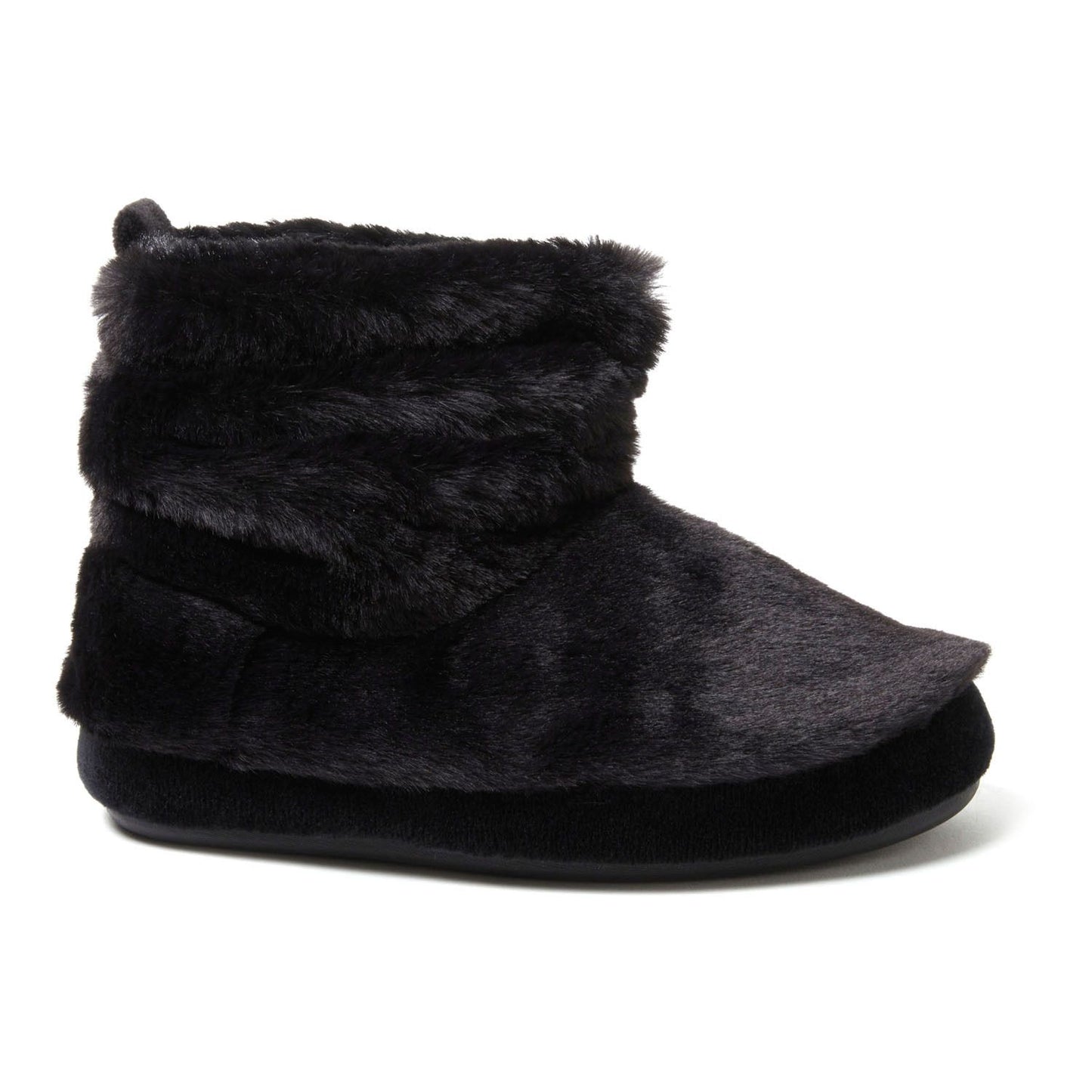 Kids' 13-1 Dearfoams Kate Furry Boot Slippers Black