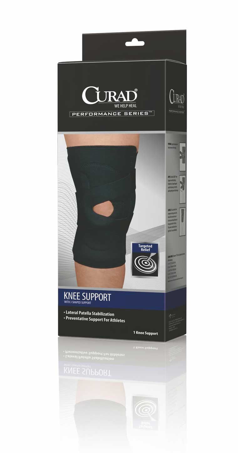 Curad Knee Support With J Shaped Support Small, Right Knee *Damaged Package See Desc*