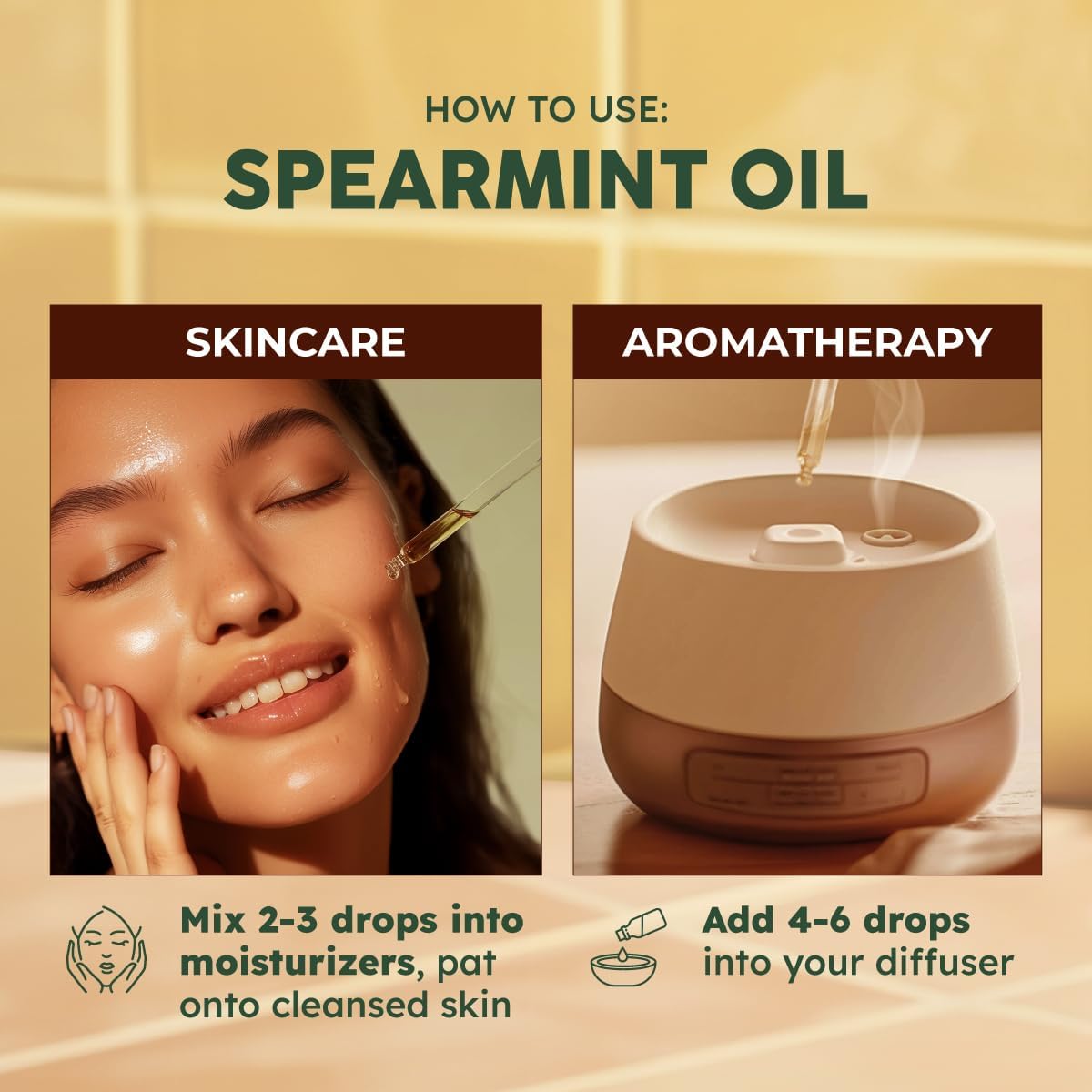 Spearmint Essential Oils - 4 Fl Oz - for Hair, Skin, Diffuser, Aromatherapy & DIY Soap Making Scent *Exp Oct 2029*