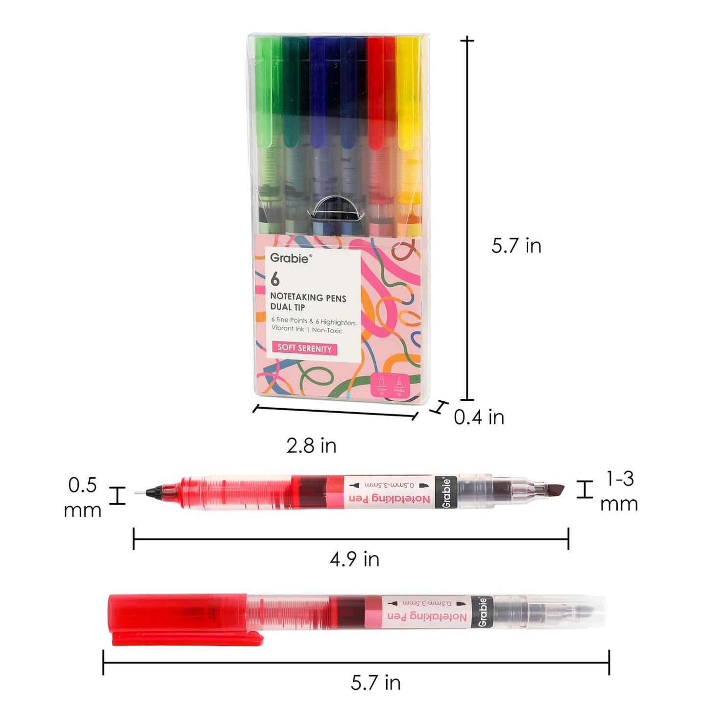 Grabie 6ct Dual-Tip Pen Set Soft Serenity