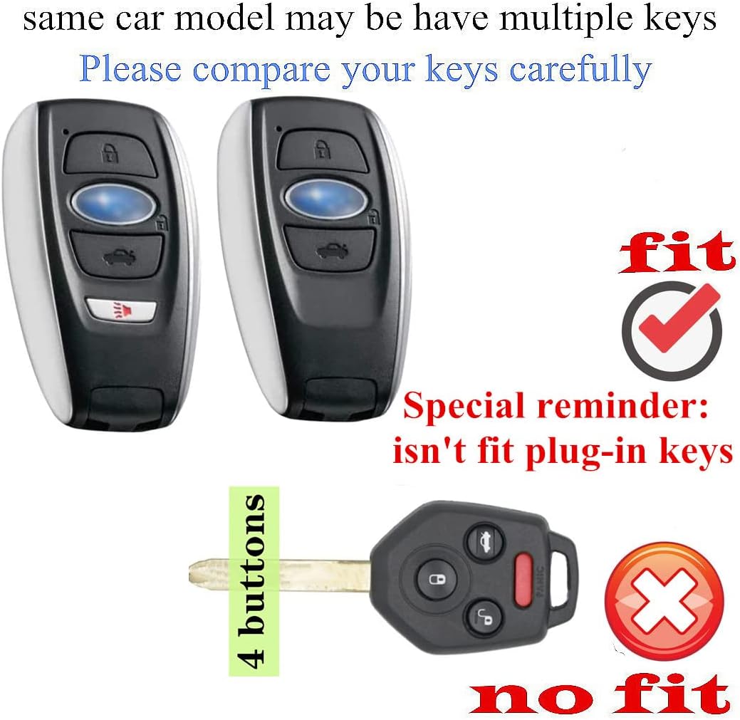 leather keychain Key fob cover for Subaru BRZ Legacy Outback Ascent Crosstrek Forester WRX accessories(silver)