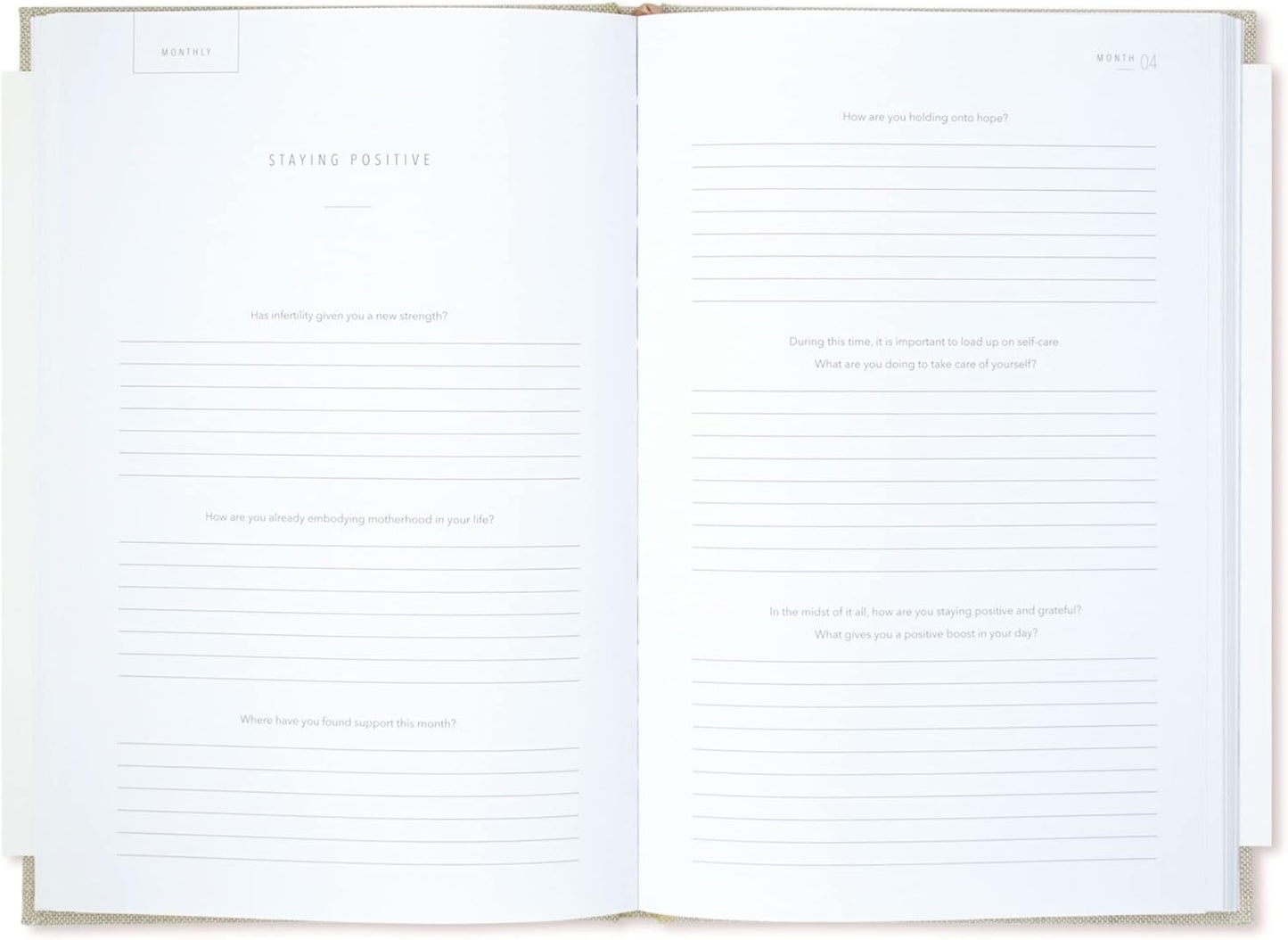 Promptly Journals, My Fertility Journal: A Healing Journey (Wheat Brown, Linen) | Infertility Journal | Grief Journal for Infertility | Infertility Self-Care Journal