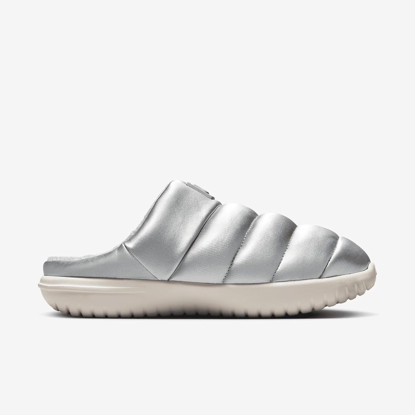7 Women's Nike Burrow SE Slippers in Grey/Metallic/Metallic SIlver