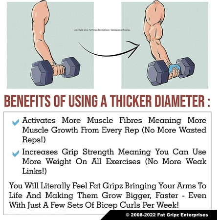 Fat Gripz Pro - The Simple Proven Way to Get Big Biceps & Forearms Fast - Blue