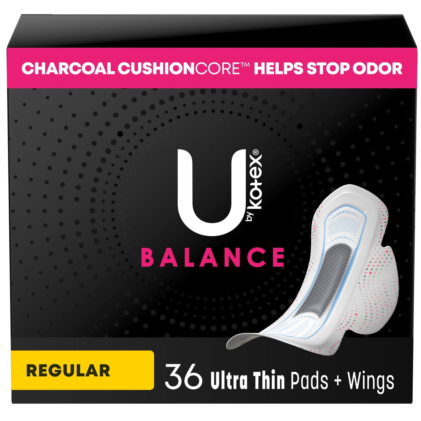 U by Kotex CleanWear Ultra Thin Pads with Wings, Regular, 36 CT