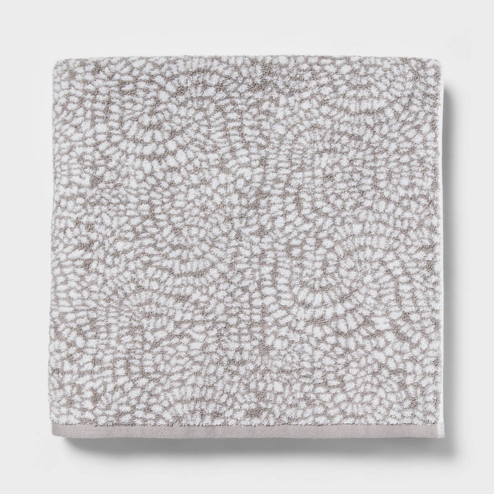Performance Plus Oversized Bath Towel Gray Geo - Threshold : 100% Cotton, Jacquard Terry, Fade-Resistant, Machine Washable