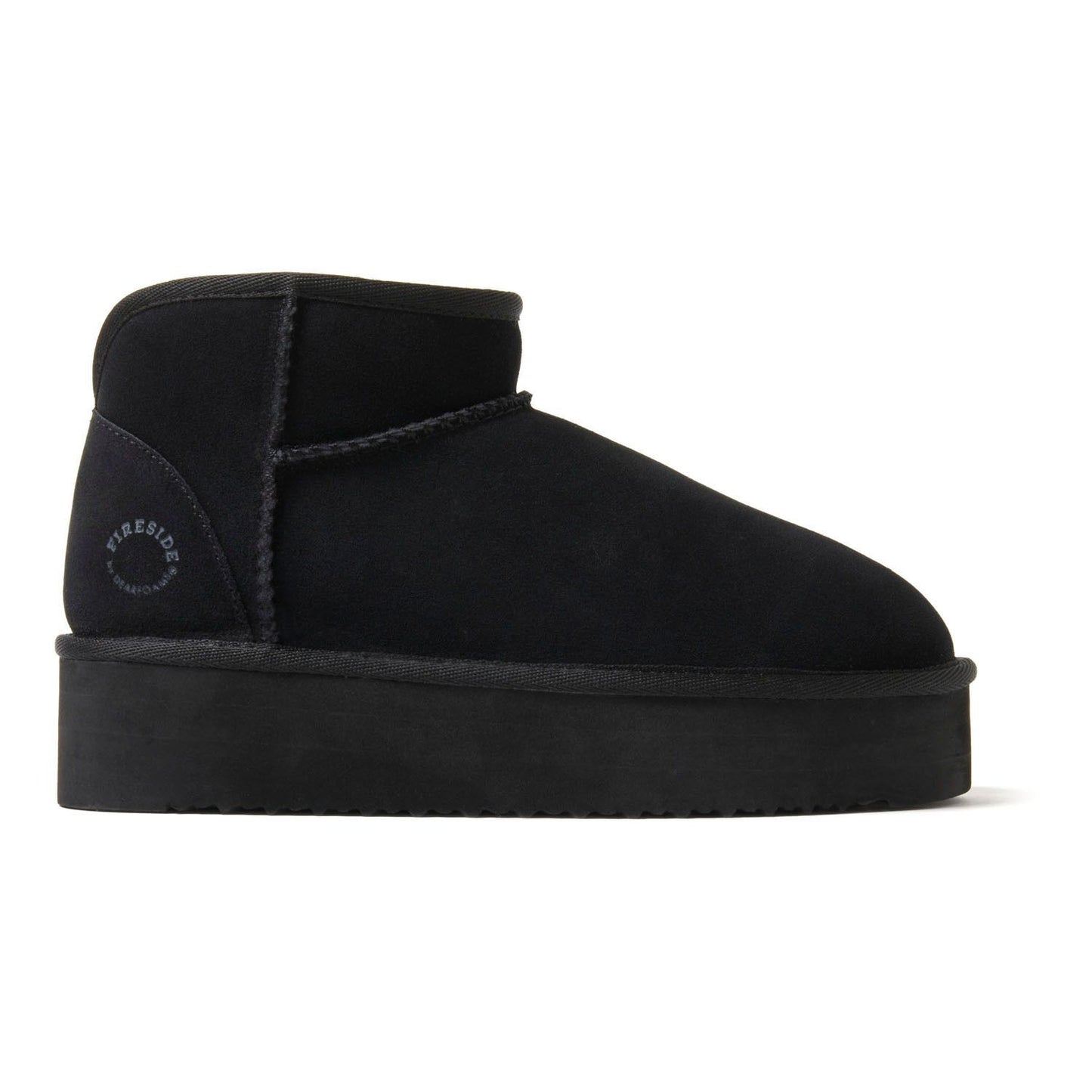 Women's 8 Fireside by Dearfoams Kingston Shearling Platform Slippers Black