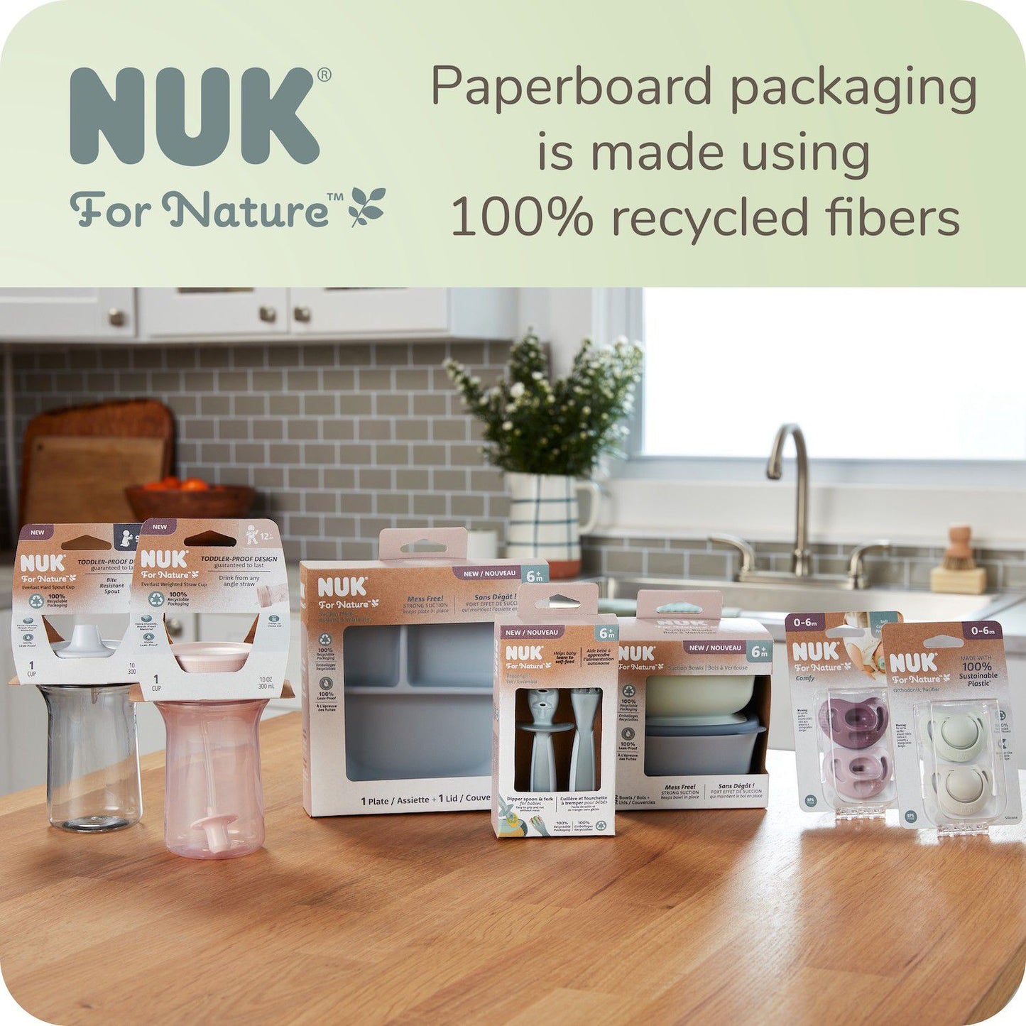NUK for Nature Everlast Weighted Cup with Straw Pink