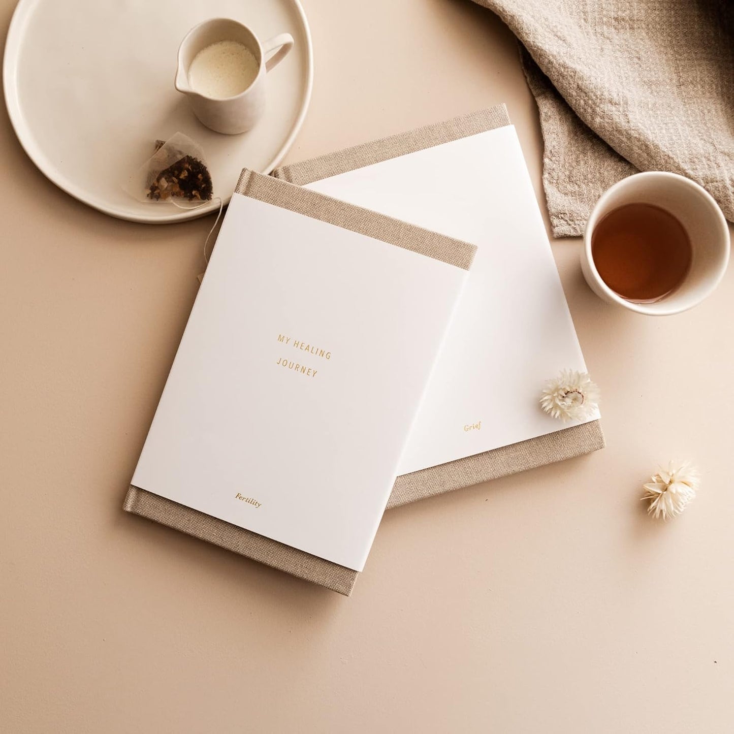 Promptly Journals, My Fertility Journal: A Healing Journey (Wheat Brown, Linen) | Infertility Journal | Grief Journal for Infertility | Infertility Self-Care Journal