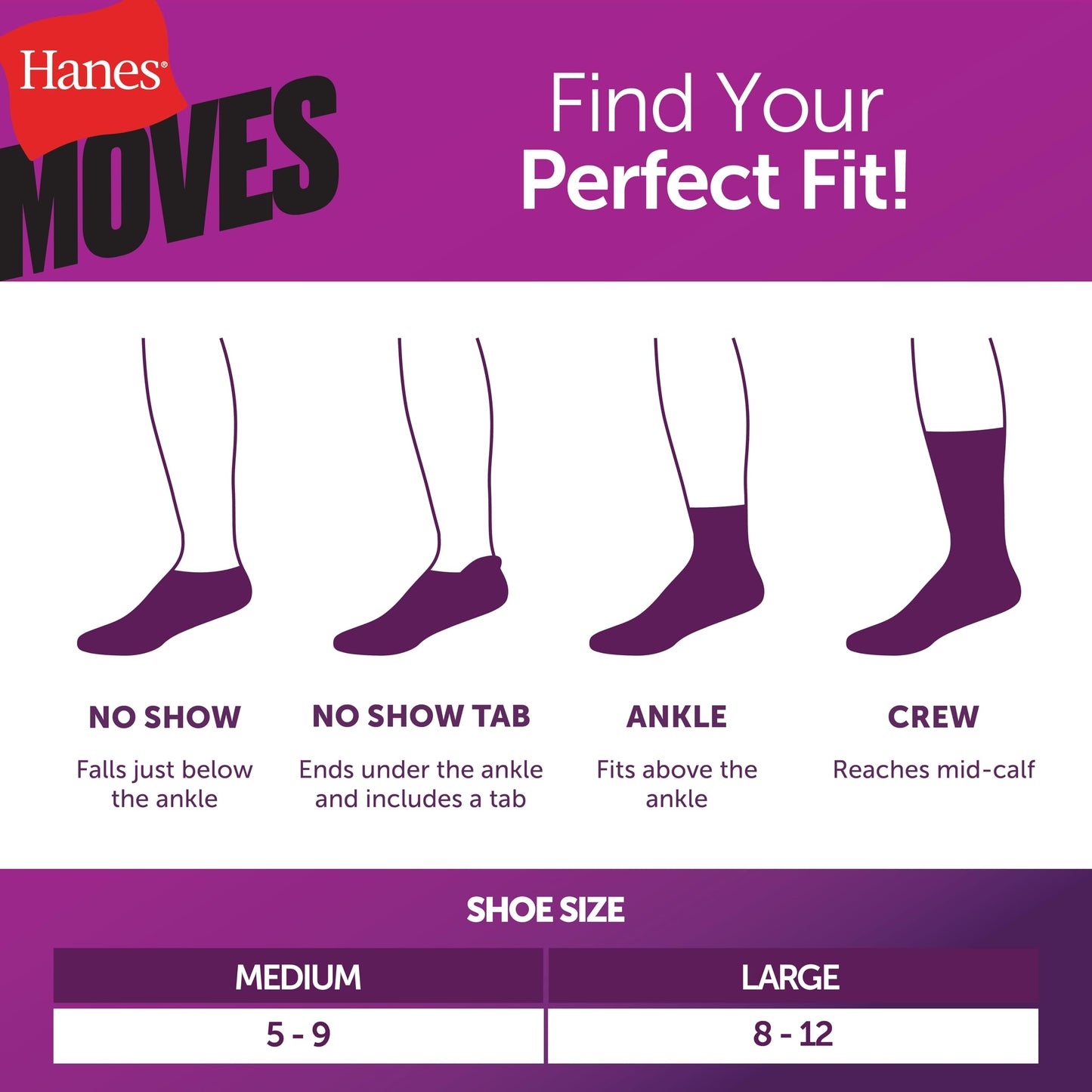 Hanes Women's Moves Ankle Socks, Performance Socks for Women, X-Temp, Cushioned with Arch Support, 6-Packs