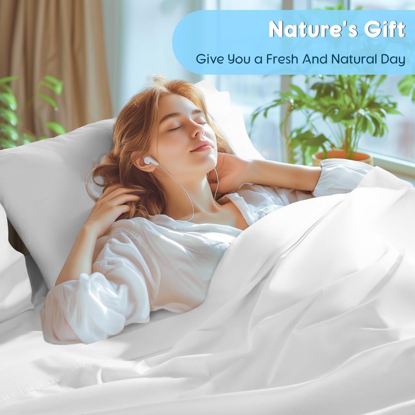 SONORO KATE 100% Egyptian Cotton Sheets Set - 1000 High Thread Count, Luxury 5-Star Hotel Sateen Bed Sheets, Soft, Breathable Long Staple Sheets, - 4 PC (White,King)