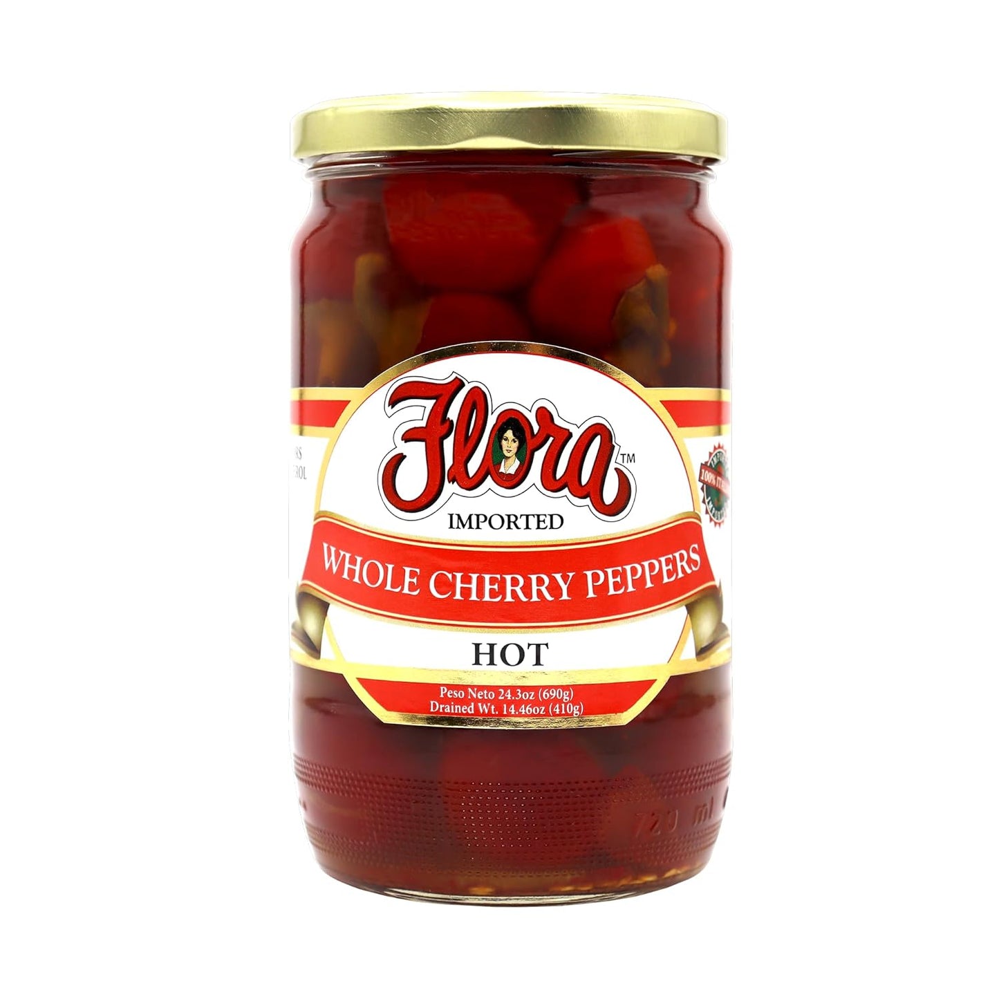 Flora Foods Whole Hot Cherry Peppers in Water & Vinegar Case of 6 Jars | Gourmet Peppers for Pasta & Salad Whole Hot Cherry Peppers in Water & Vinegar 24.3 Oz Jar | Gourmet Peppers for Pasta & Salad 24.3 oz, 1 CT