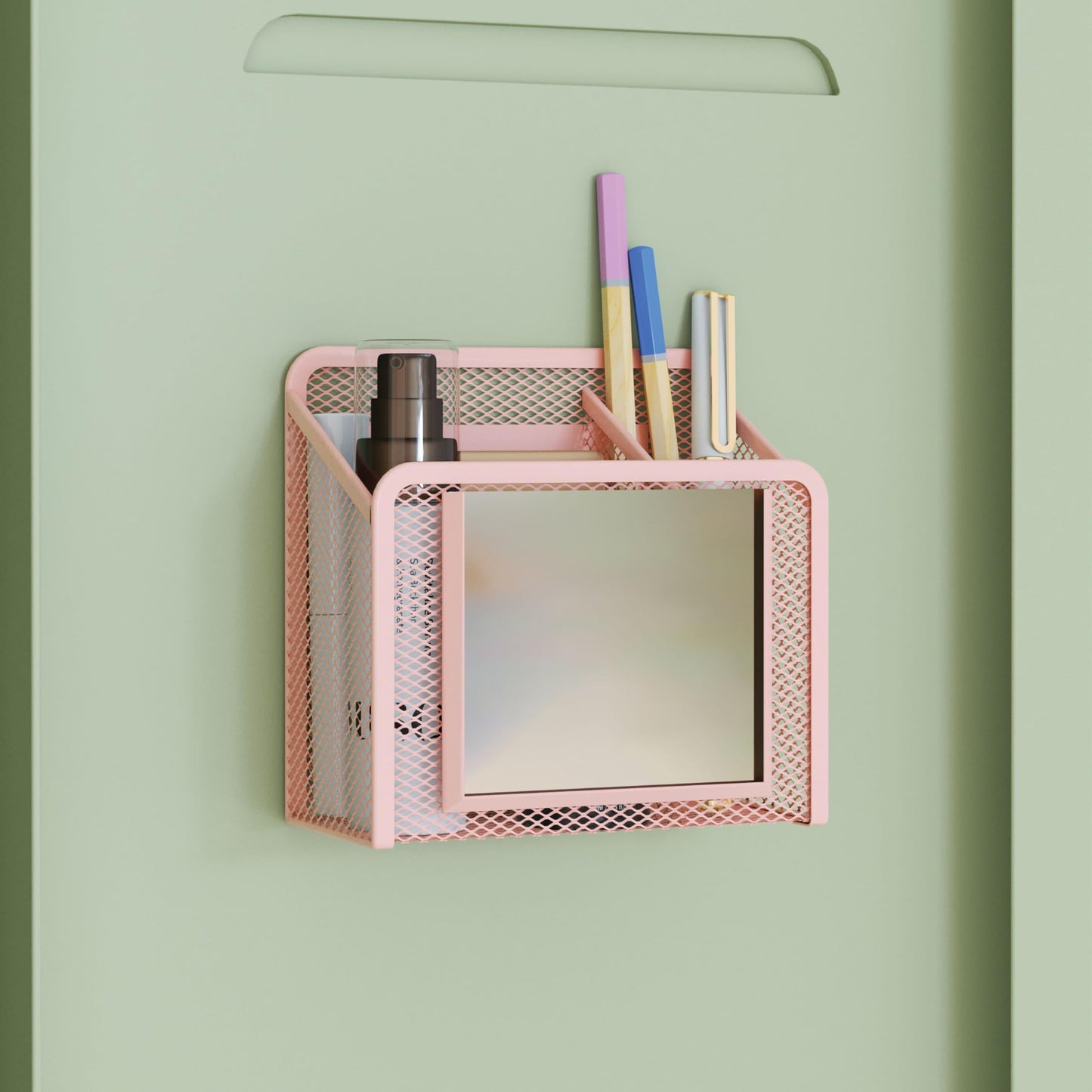 Peachy Pink Magnetic Locker Cup with Mirror