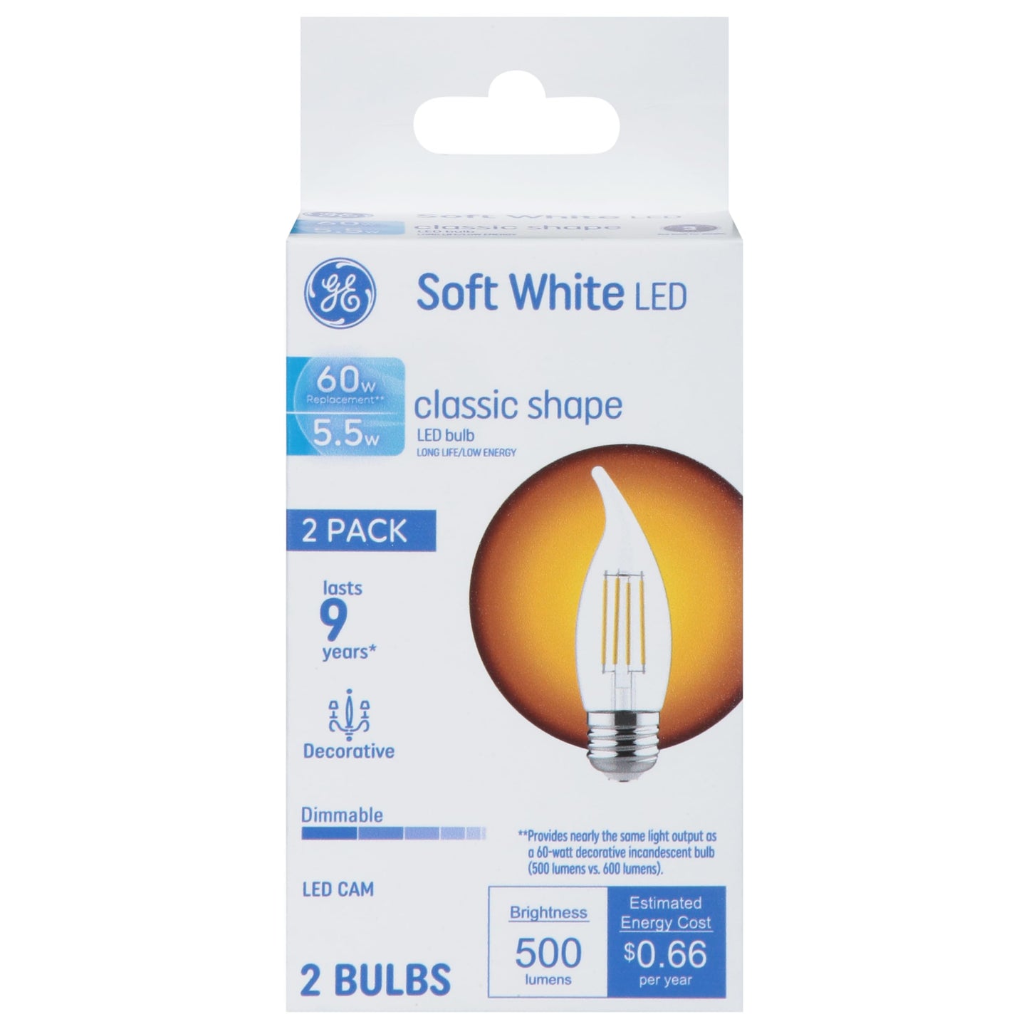 GE Equivalent Soft White LED Light Bulbs 2 Ct