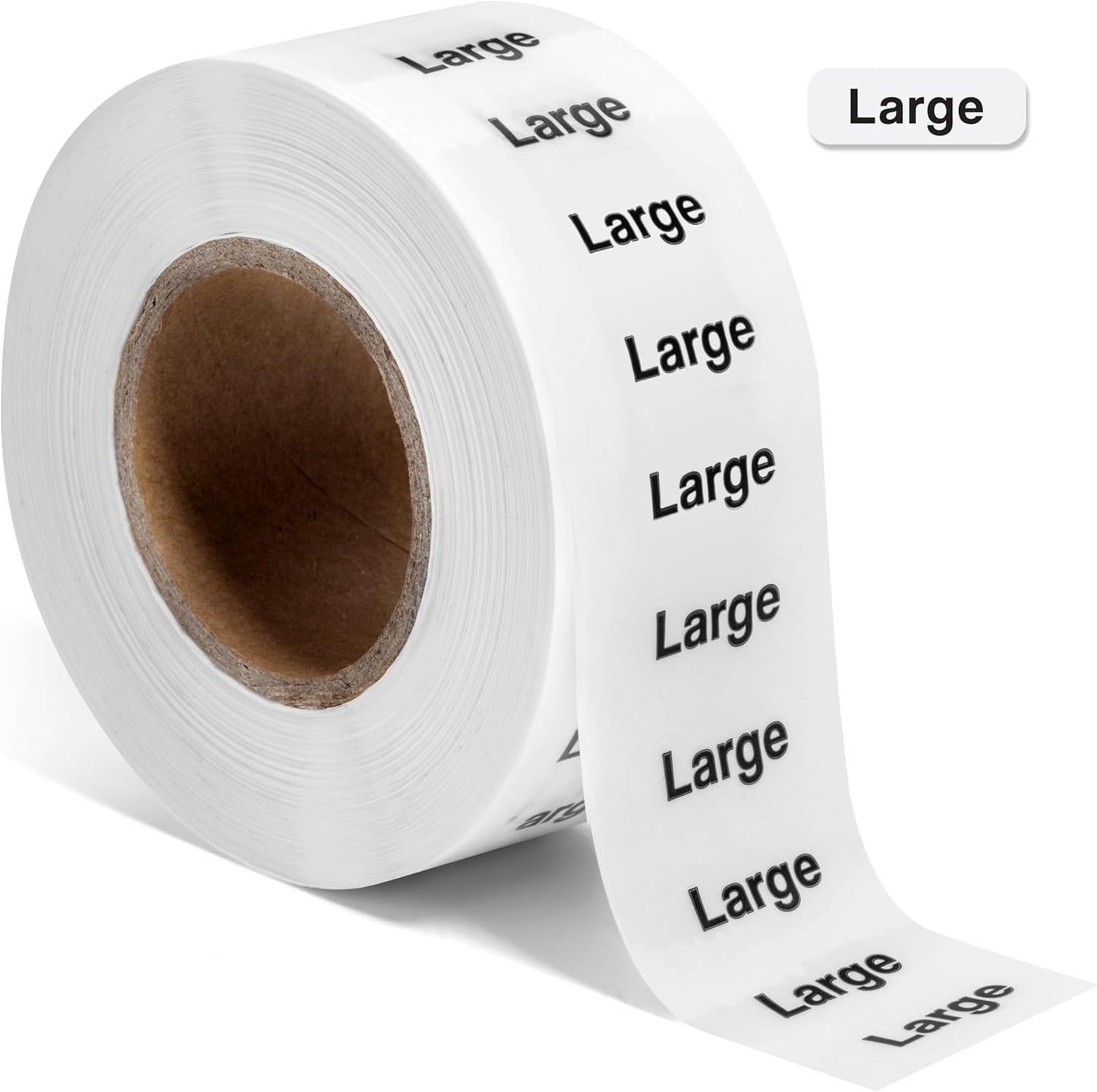 2500pcs Large Clothing Size Labels, 1 x 0.35 Labels, Large, 2500 Labels/Roll, Clear Clothing Size Sticker Labels for Shirts, Pants, Accessories, Retail Clothing