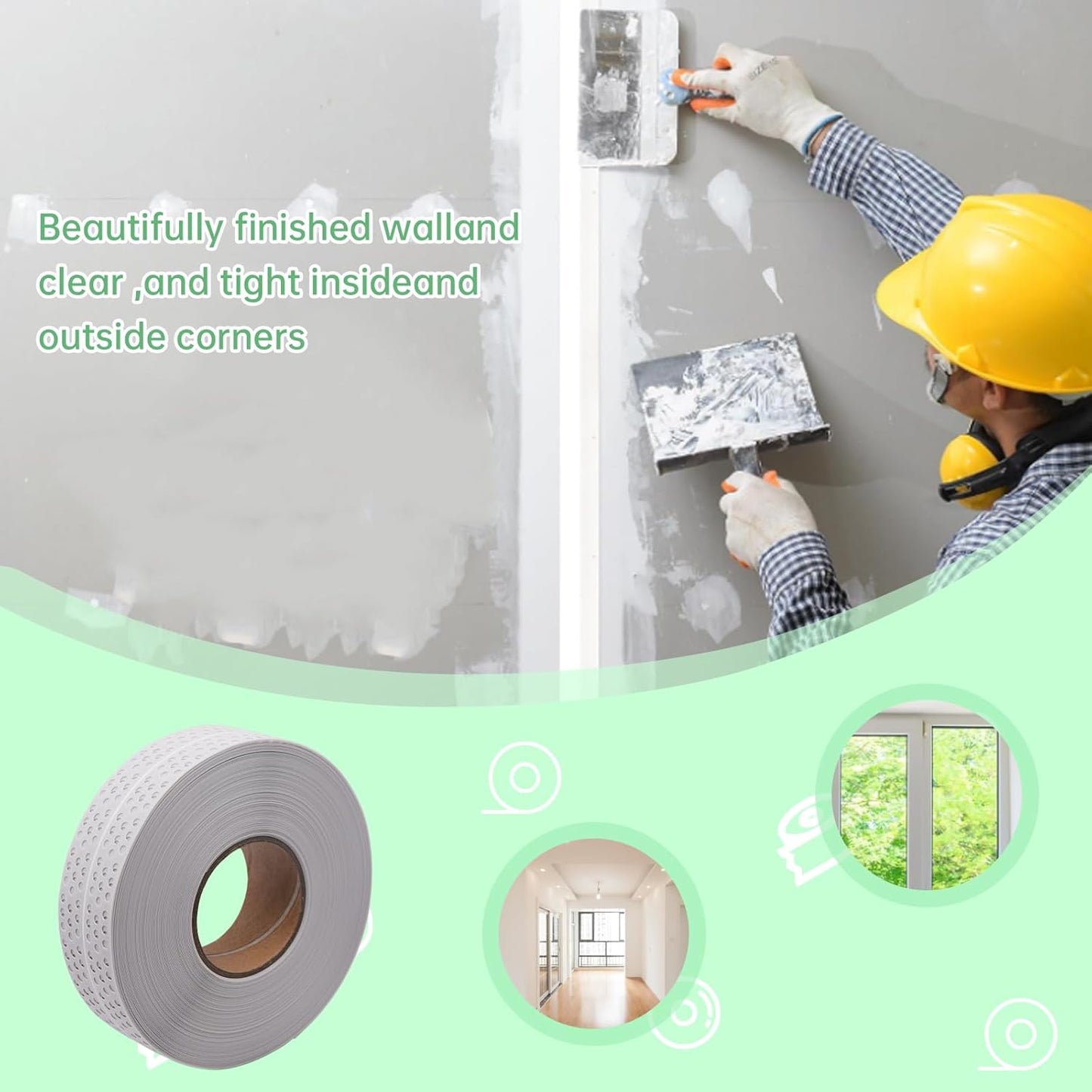 2Pcs 1.96 Inch Wide Self-Stick Drywall Tape, 132 Inch PVC