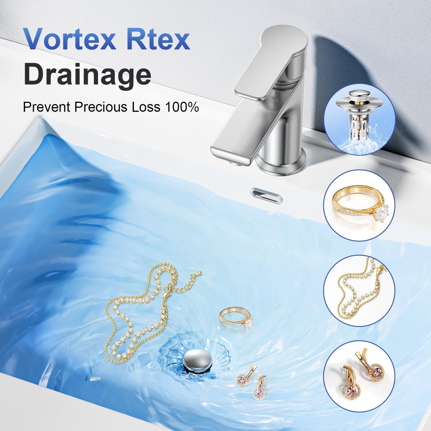 Bath Universal 2-in-1 Bathroom Sink Stopper, Pop-up with Anti-Clog Removable Stainless Steel Filter Basket DrainHair Stopper, Anti-Odor Stopper
