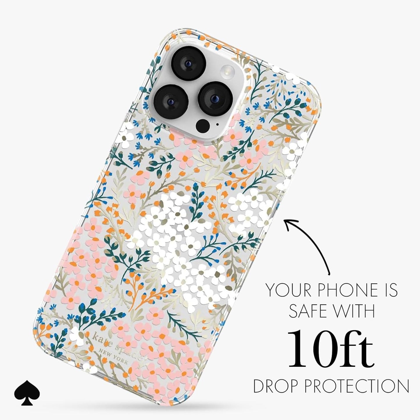 kate spade new york iPhone 14 Pro Max Case, Compatible with Wireless Charging - Multi Floral Rose and Pacific Green