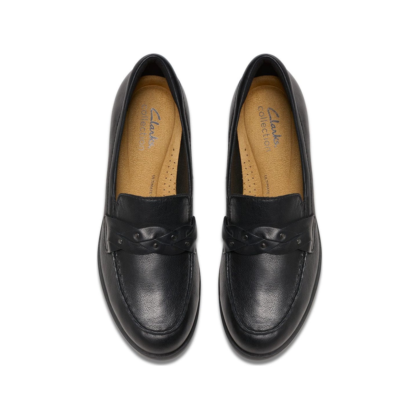 Women's 9.5 M Clarks Charlten Echo Leather Loafers Black *Damaged Box*