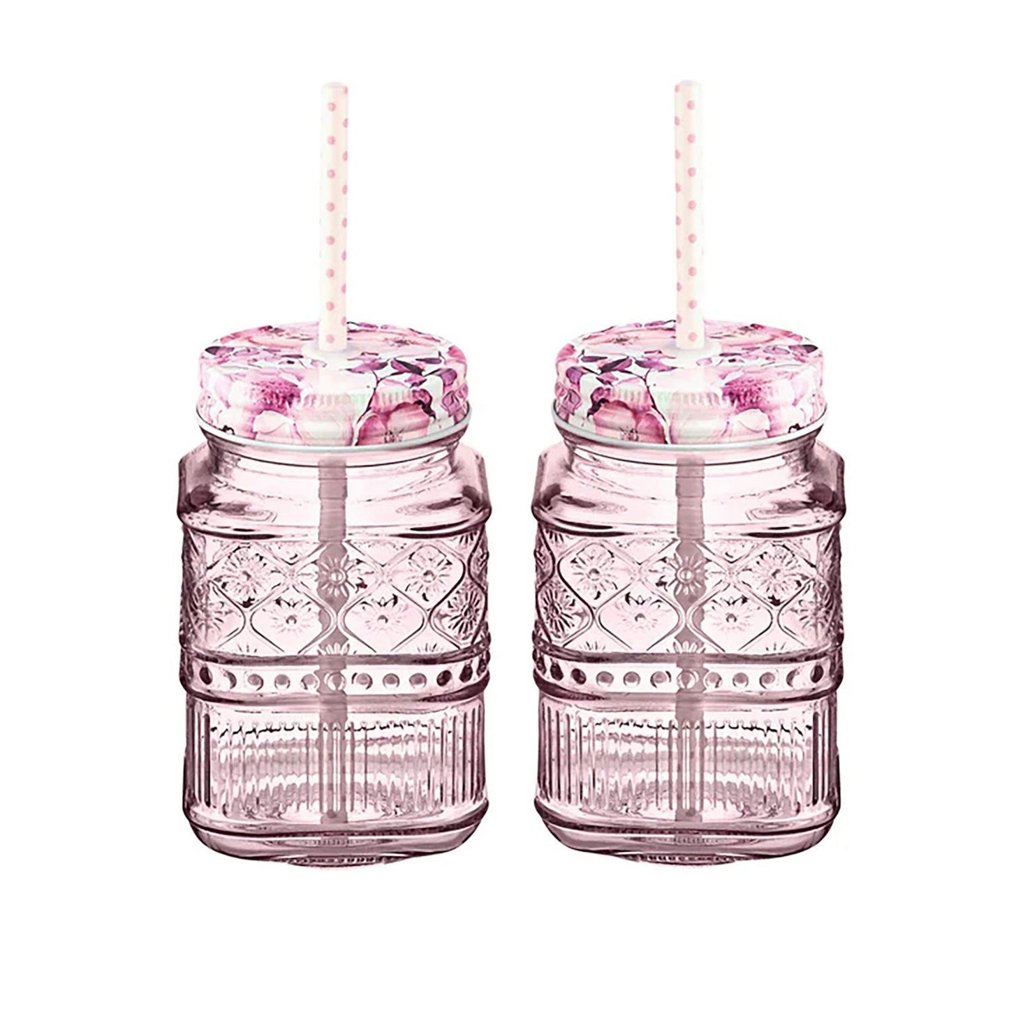Crystal Claro Mason Jar Glasses Pink - Godinger Silver 16 oz 2 pk