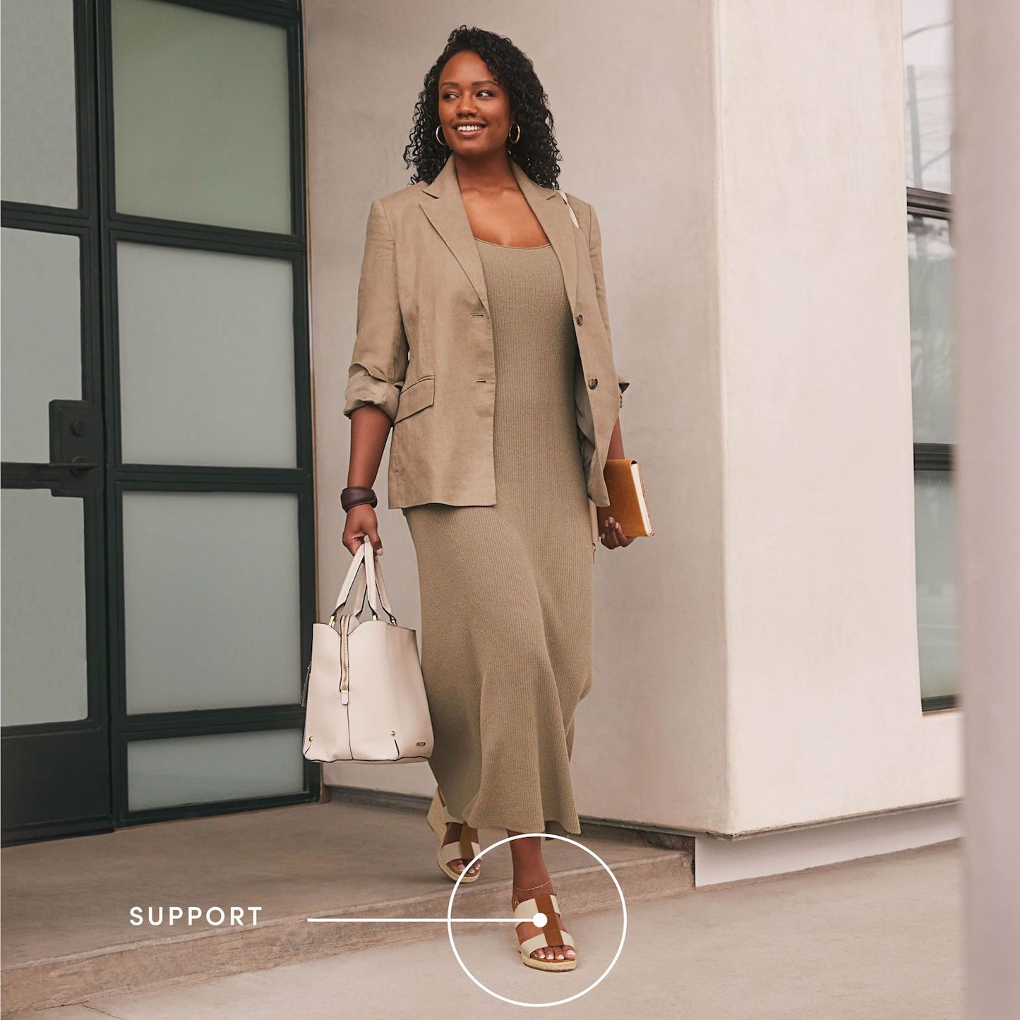 Women's 7 LifeStride Tallulah Espadrille Wedge Sandals Beige & Brown