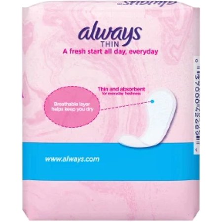Always Thin No Feel Protection Daily Liners Regular Absorbency Scented, 20 Count