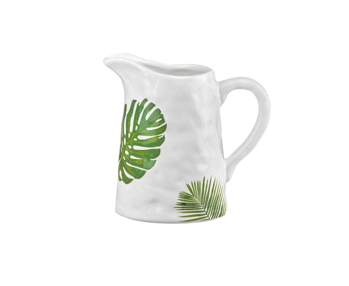 Palm Leaf Ceramic Pitcher