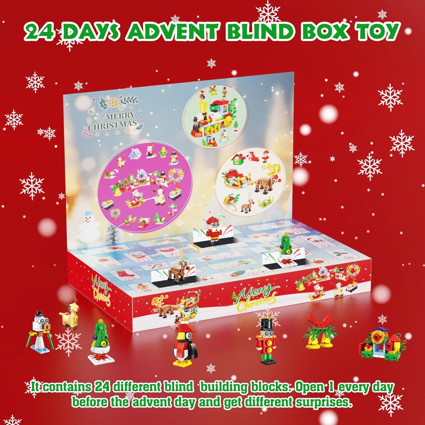 2024 Advent Calendar for Christmas, 24 Pack Christmas Building Blocks Kit for Holiday Countdown, 12-in-1 Festive Christmas Paradise Kits for Boys and Girls Ages 6+