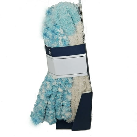 Women's 4-10 - Happy Foot 2 Pair Fluffy Socks - Blue/Tan