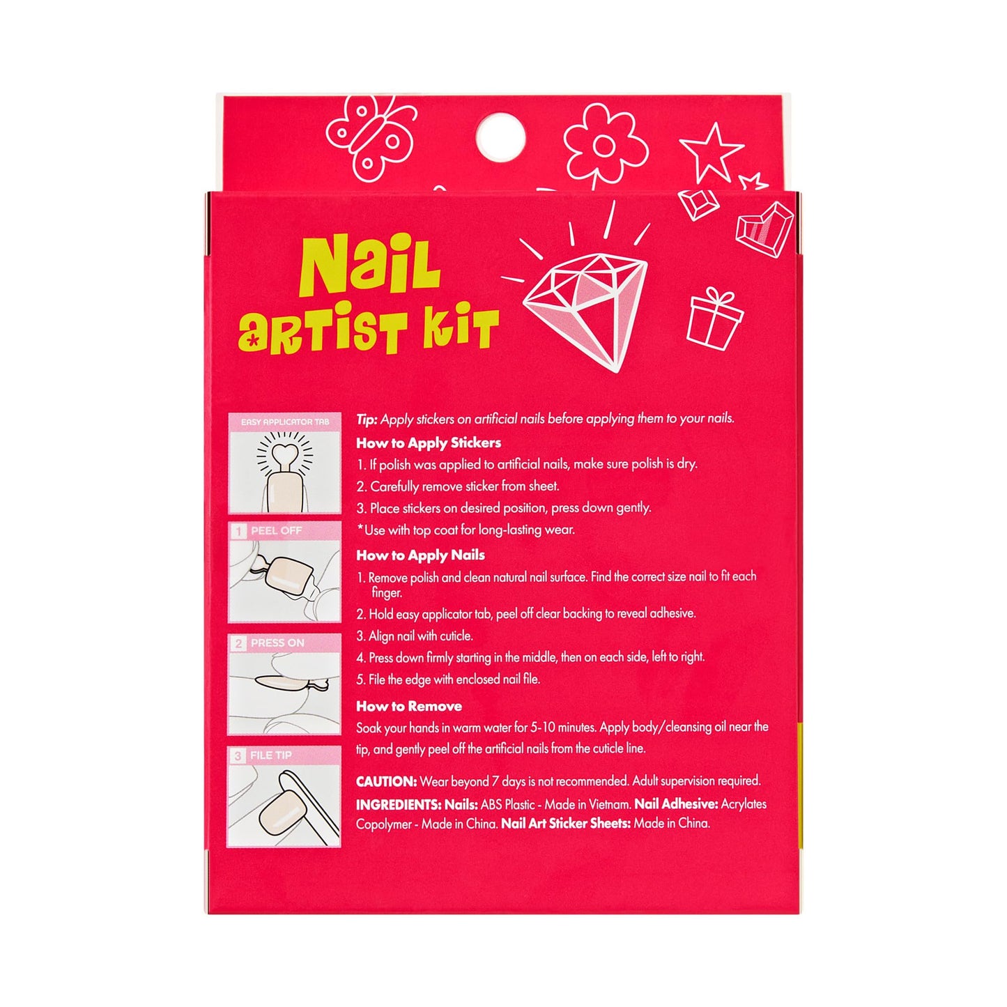 Impress Mini Press on Nail Artist Kit for Kids Wannabe U Squoval 26 Press on Nails
