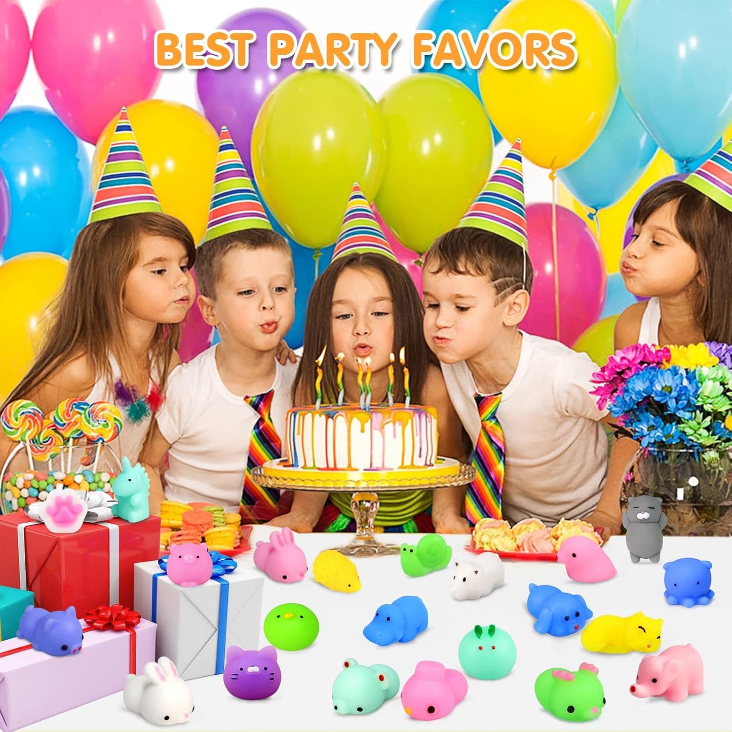 Mochi Squishy Toys, 16 Pcs Mini Squishy Party Favors for kids Animal Squishies Stress Relief Toys Cat Panda Unicorn Squishy Squeeze Toys Kawaii Squishies Birthday Gifts for Girls & Boys Random