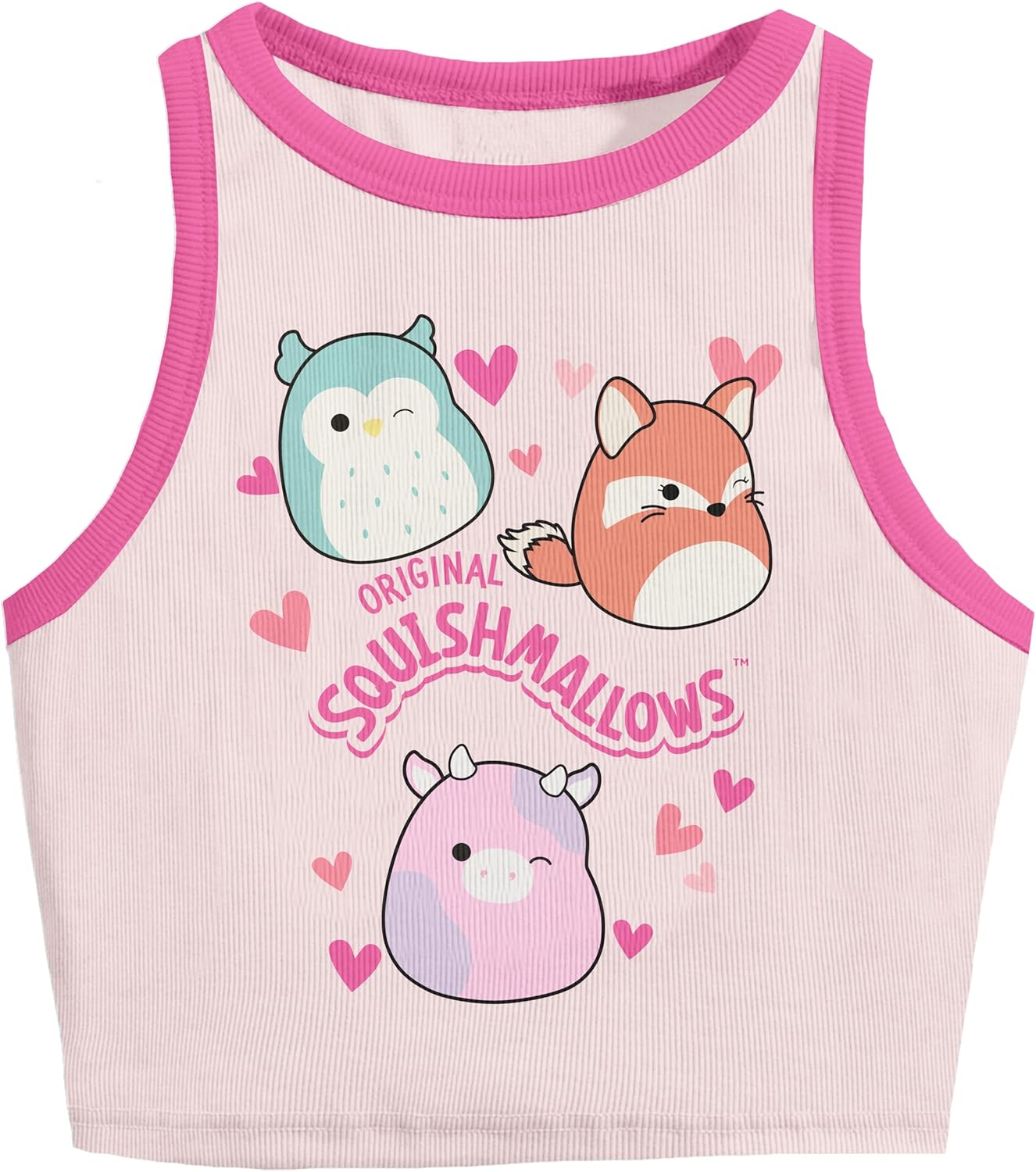 Girl's XL (14/16) Squishmallows Pink Cropped Tank with Binding