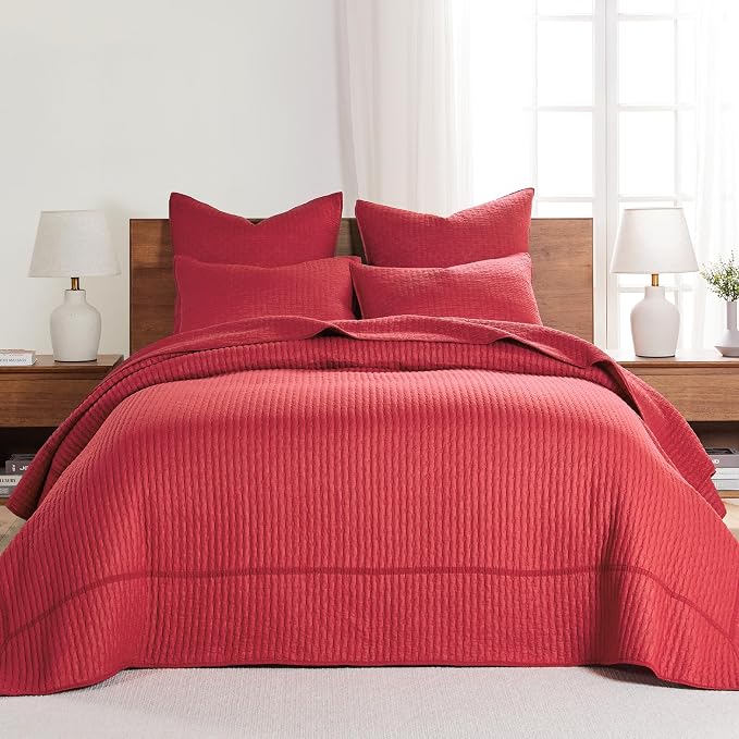 Levtex Home Cross Stitch Bedspread Set - Red