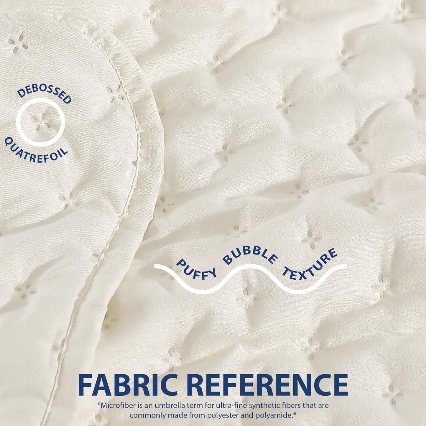Ultrasonic Bubble Full/Queen 3PC Ultrasonic Microfiber Quatrefoil Quilt Set - Coconut Milk *Damaged Package*