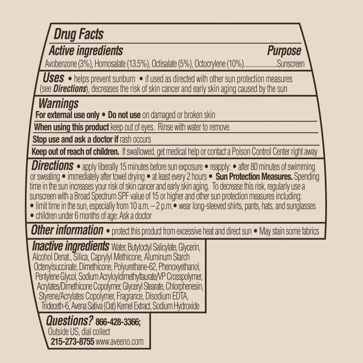 Aveeno Sunscreen SPF 60 (exp. 03/2027)