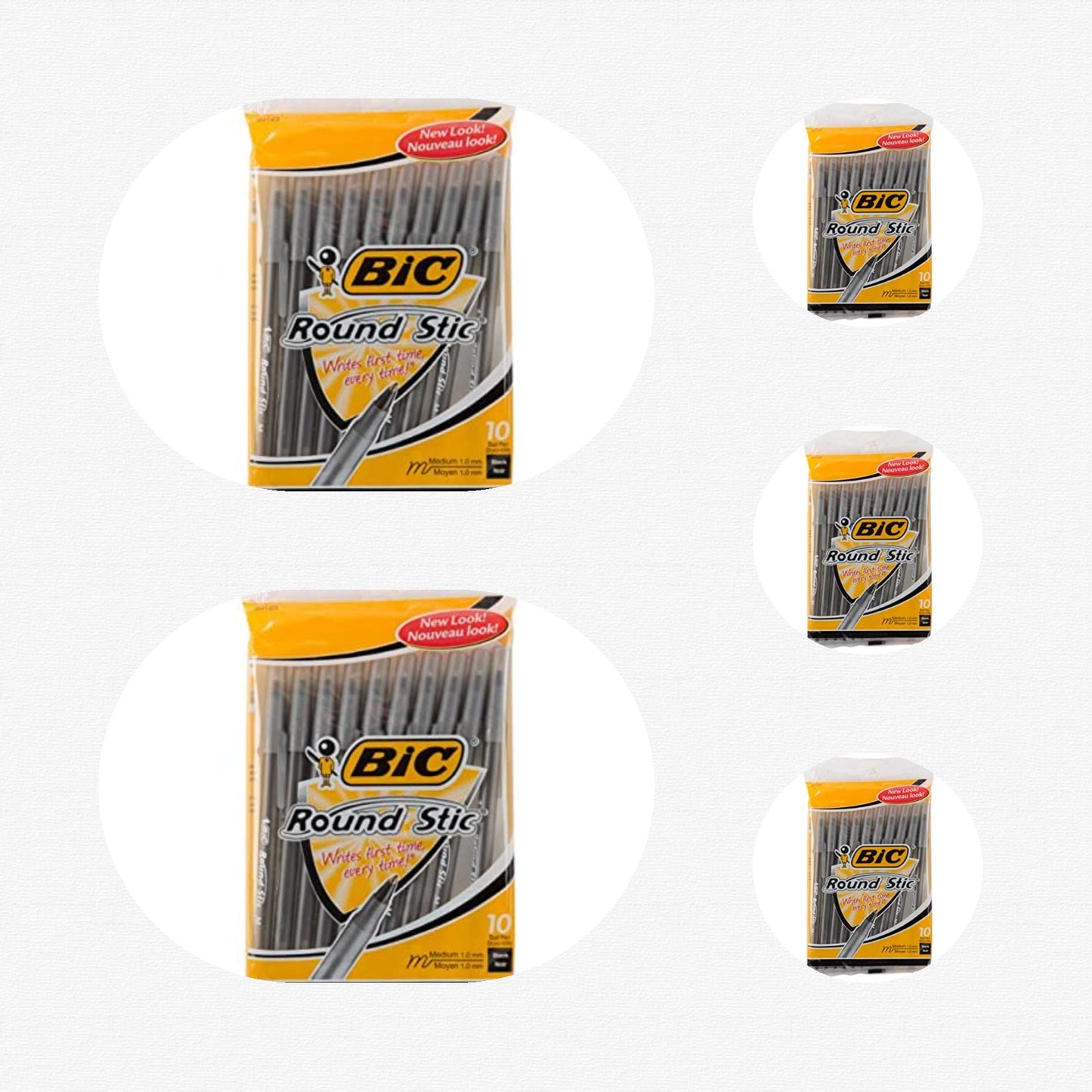 BIC ROUND STIC BALLPOINT PENS BLACK