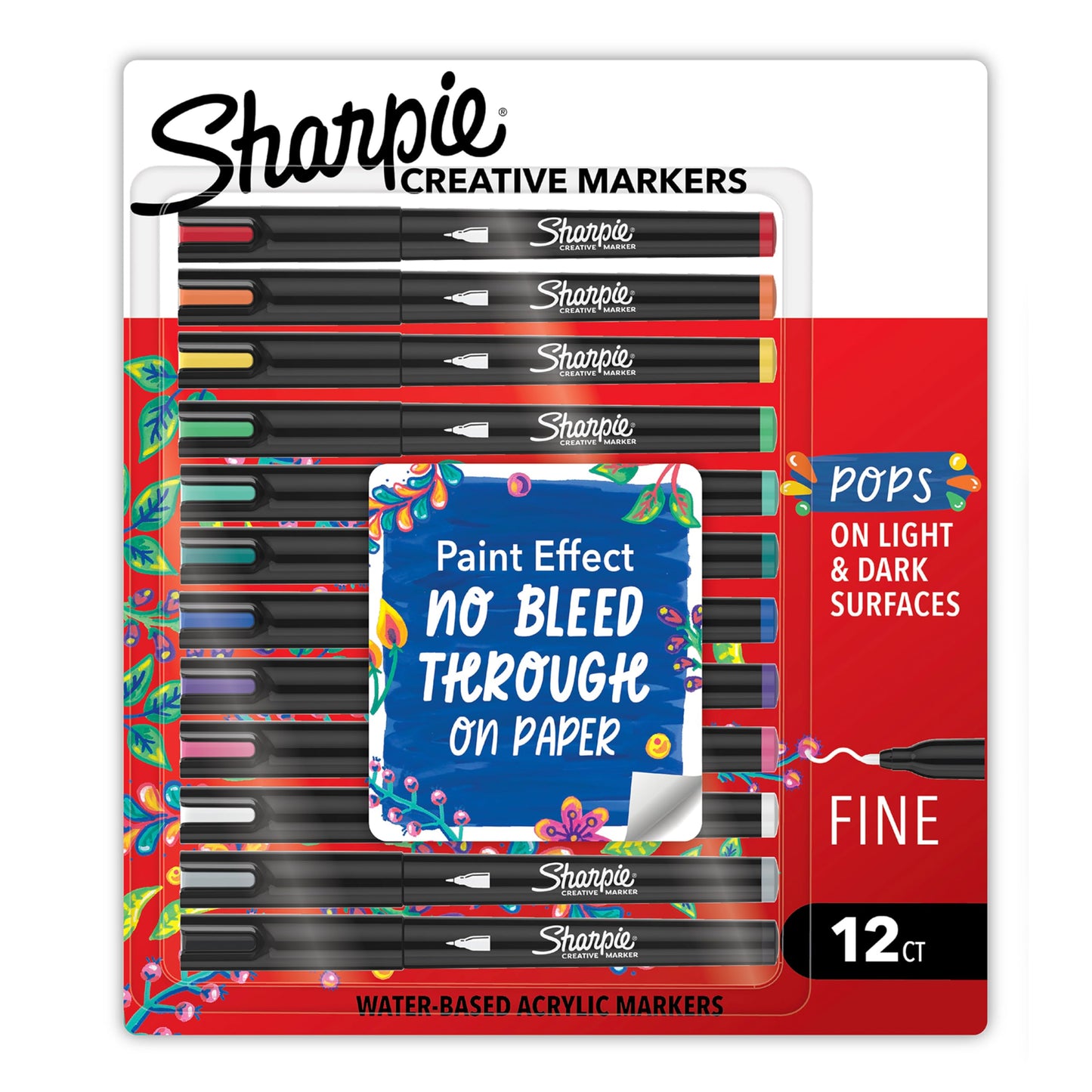 Sharpie Water-Based Acrylic Paint Markers 12 Count